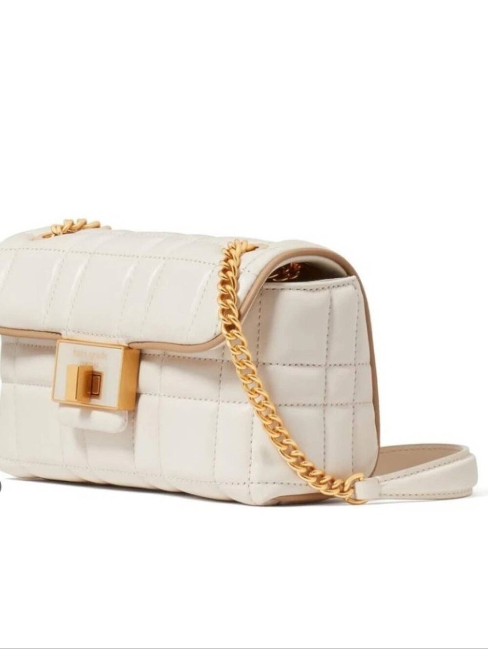 Kate spade evelyn quilted bag small shoulder crossbody (ivory white, gold) - Picture 11 of 12